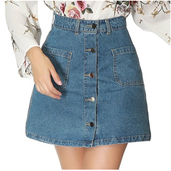 CORWIN Button Down Denim Skirt - Picture 2 of 4